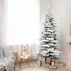 Fraser Hill Farm Unlit 6.5-ft Pine Flocked White Artificial Christmas Tree