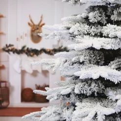 Fraser Hill Farm Unlit 12-ft Valley Pine Flocked White Artificial Christmas Tree