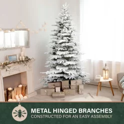 Fraser Hill Farm Unlit 6.5-ft Pine Flocked White Artificial Christmas Tree
