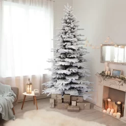 Fraser Hill Farm Unlit 12-ft Valley Pine Flocked White Artificial Christmas Tree