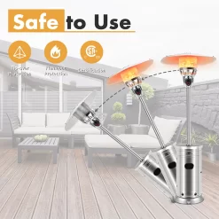 GZMR 48000-BTU Silver Stainless Steel Floorstanding Liquid Propane Patio Heater
