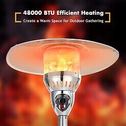 GZMR 48000-BTU Silver Stainless Steel Floorstanding Liquid Propane Patio Heater