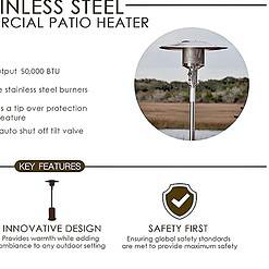 Fire Sense 46000-BTU Silver Stainless Steel Floorstanding Liquid Propane Patio Heater
