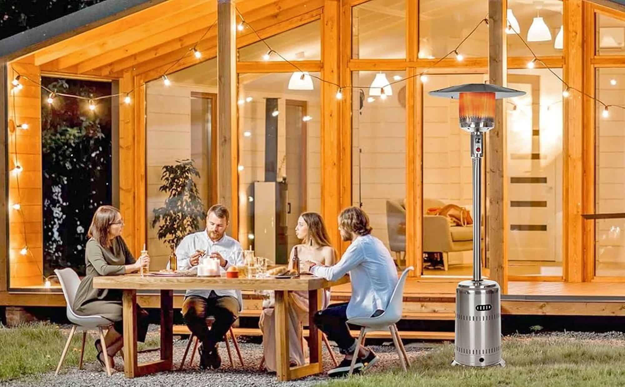 Fire Sense 46000-BTU Silver Stainless Steel Floorstanding Liquid Propane Patio Heater