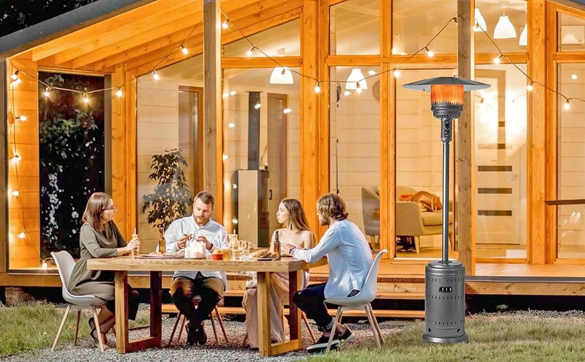 Fire Sense 46000-BTU Antique Bronze Aluminum Floorstanding Liquid Propane Patio Heater