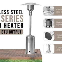 Fire Sense 46000-BTU Silver Stainless Steel Floorstanding Liquid Propane Patio Heater