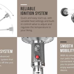 Fire Sense 46000-BTU Silver Stainless Steel Floorstanding Liquid Propane Patio Heater