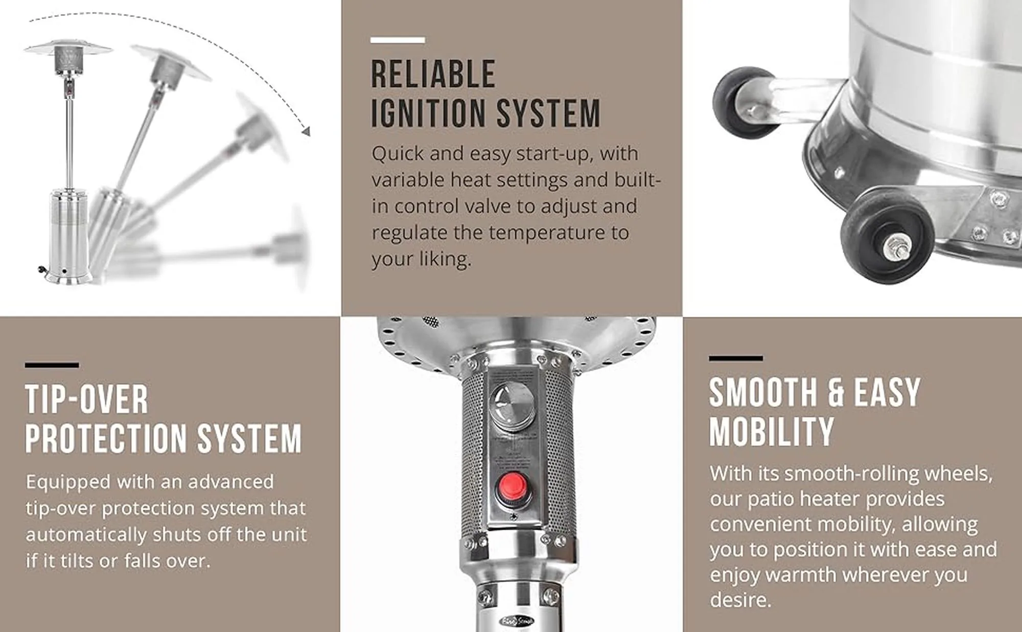 Fire Sense 46000-BTU Silver Stainless Steel Floorstanding Liquid Propane Patio Heater