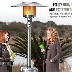 Fire Sense 46000-BTU Silver Stainless Steel Floorstanding Liquid Propane Patio Heater