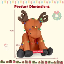 WELLFOR 8.5-ft Lighted Reindeer Christmas Inflatable