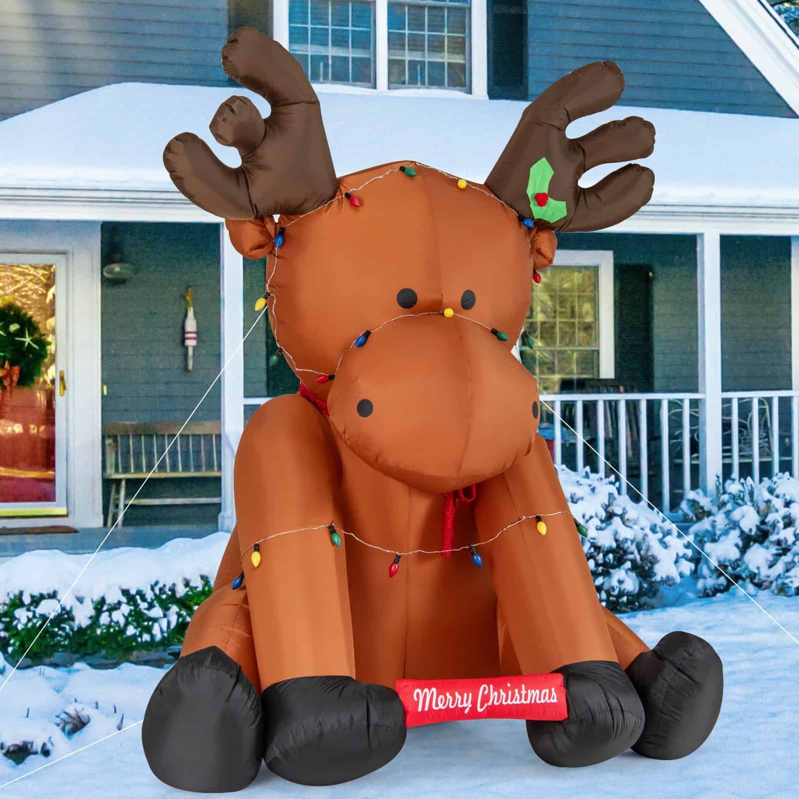 WELLFOR 8.5-ft Lighted Reindeer Christmas Inflatable