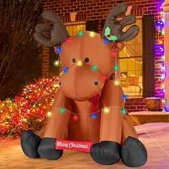 WELLFOR 8.5-ft Lighted Reindeer Christmas Inflatable