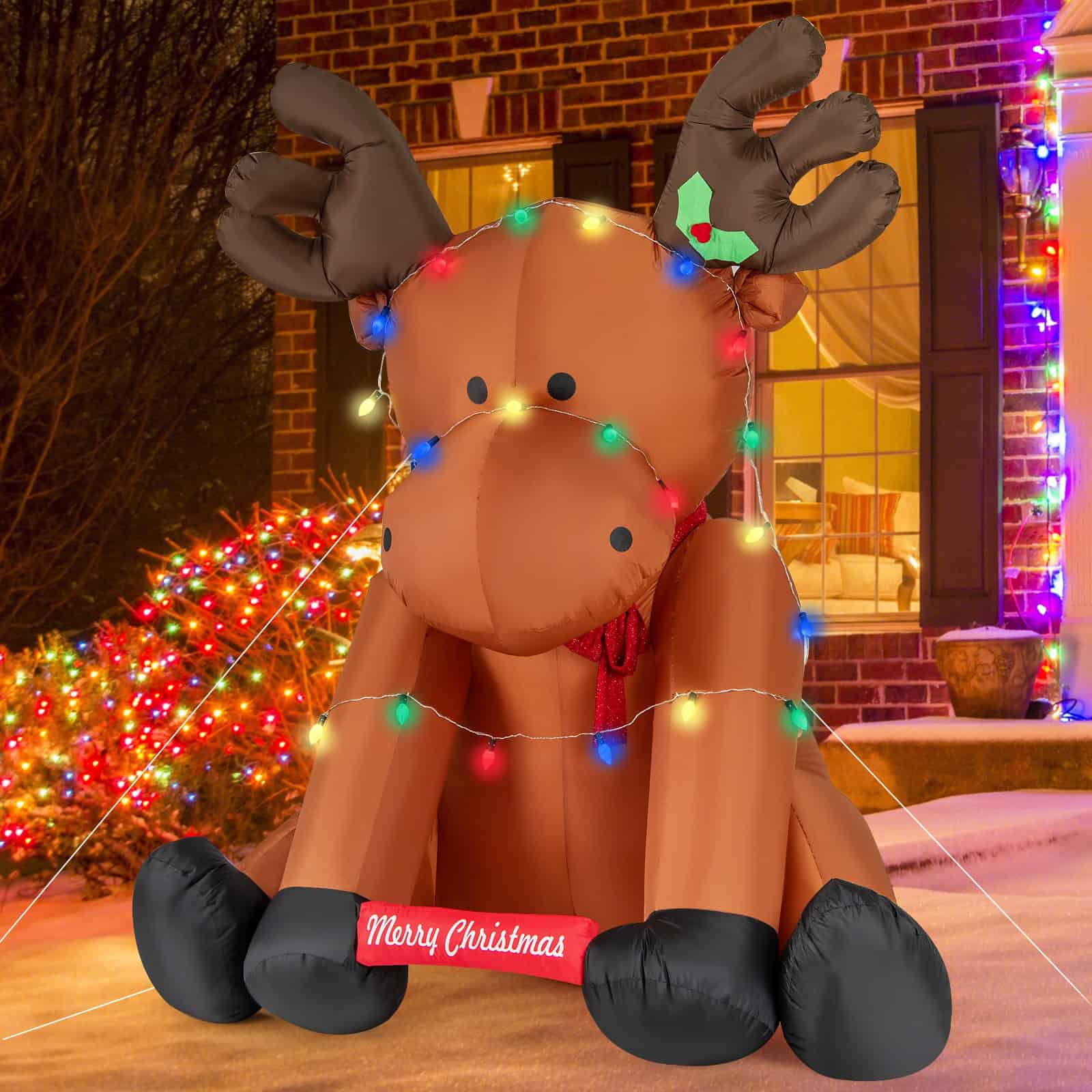 WELLFOR 8.5-ft Lighted Reindeer Christmas Inflatable
