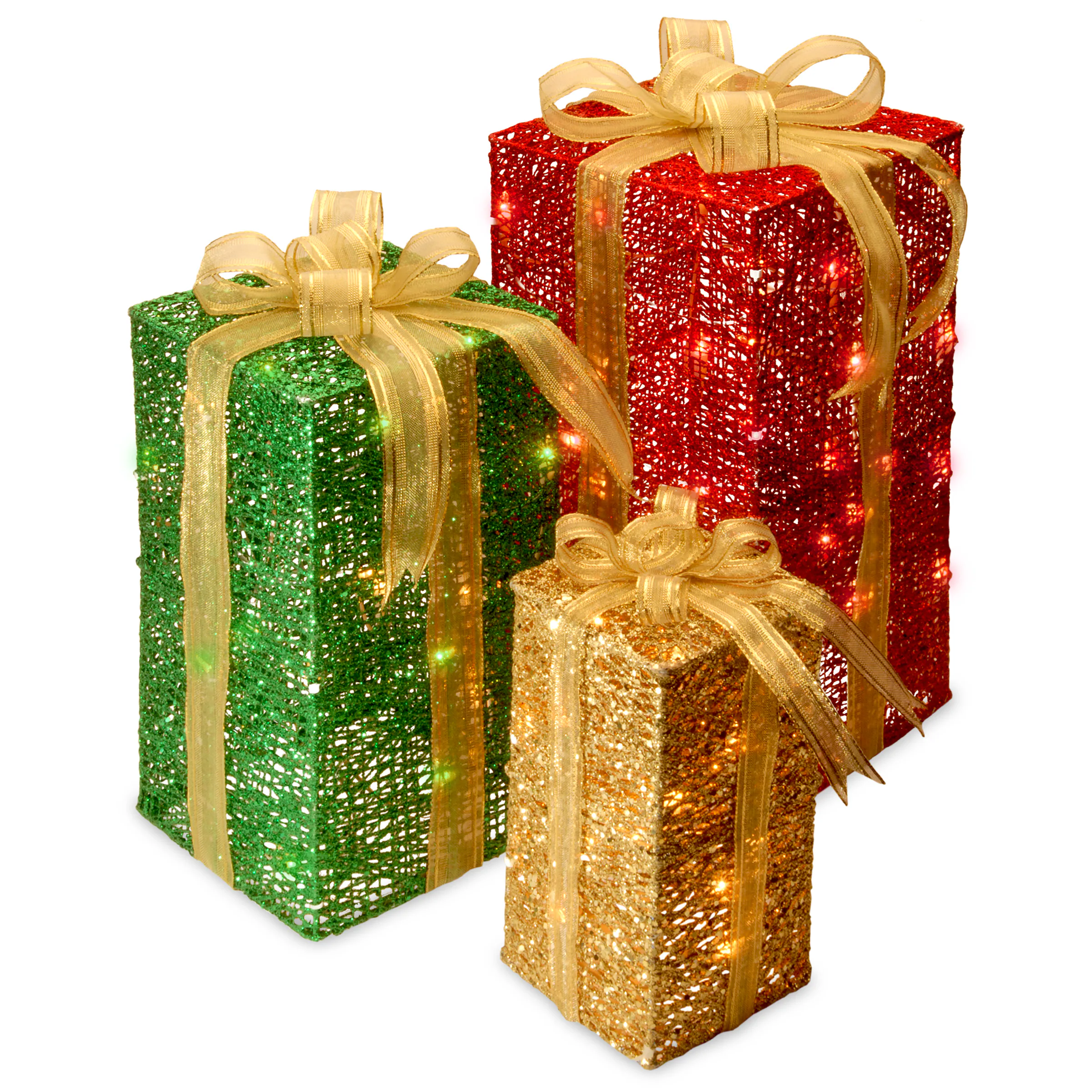 National Tree Company 18-in Gift Box Free Standing Decoration with Clear Incandescent Lights