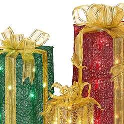 National Tree Company 18-in Gift Box Free Standing Decoration with Clear Incandescent Lights