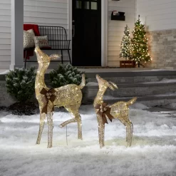 National Tree Company 38-in Deer Free Standing Decoration with White LED Lights