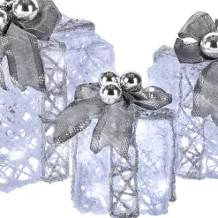 National Tree Company 3-Pack 12-in Gift Box Free Standing Decoration with White LED Lights