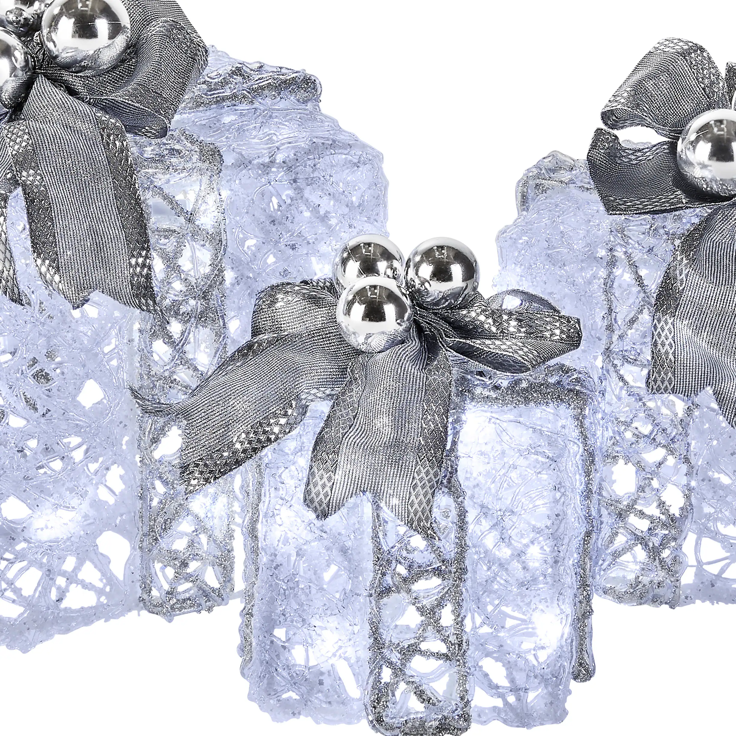 National Tree Company 3-Pack 12-in Gift Box Free Standing Decoration with White LED Lights
