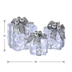 National Tree Company 3-Pack 12-in Gift Box Free Standing Decoration with White LED Lights