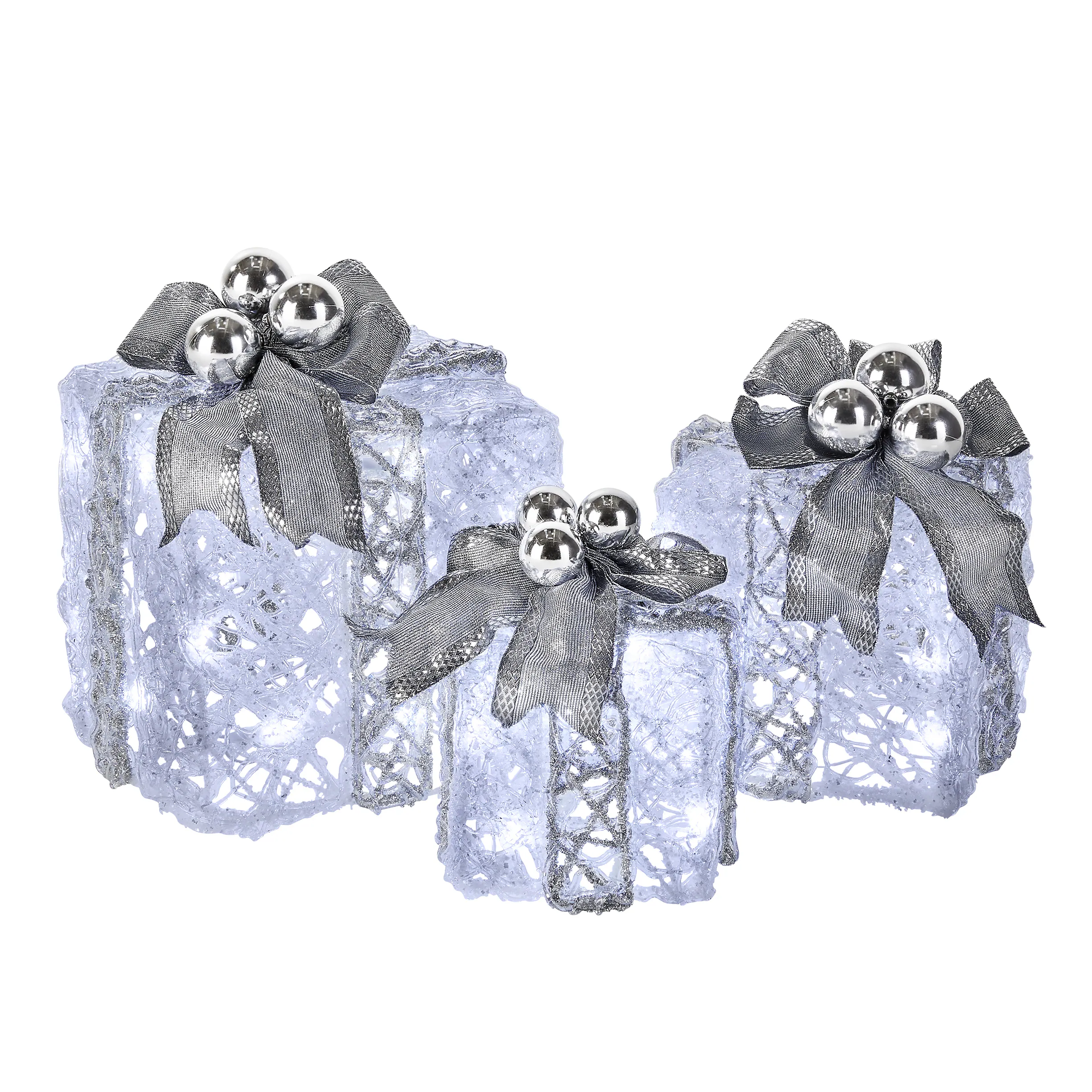 National Tree Company 3-Pack 12-in Gift Box Free Standing Decoration with White LED Lights