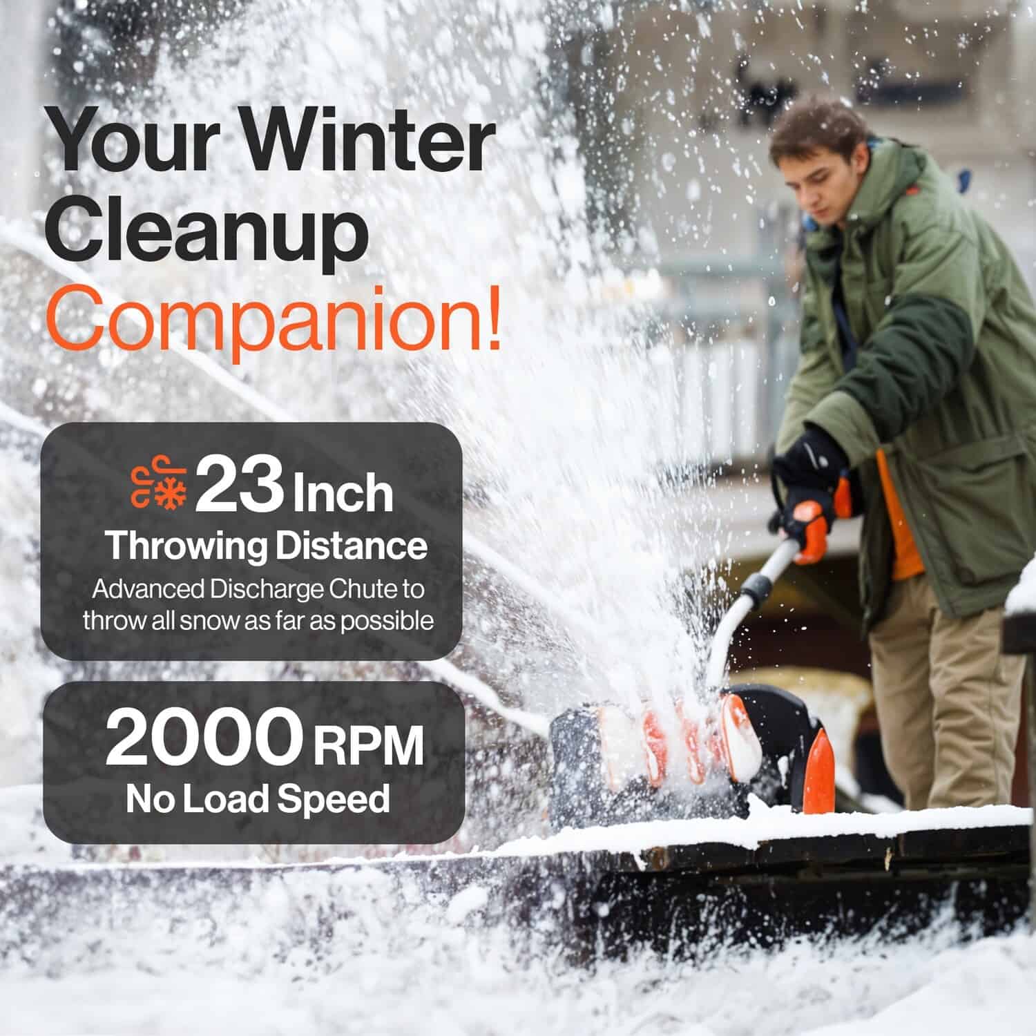 SuperHandy 48V 17-in Adjustable Angle Snow Blower 48-volt 17-in Single-stage Push Battery Powered Snow Shovel 2 Ah (Battery and Charger Included)
