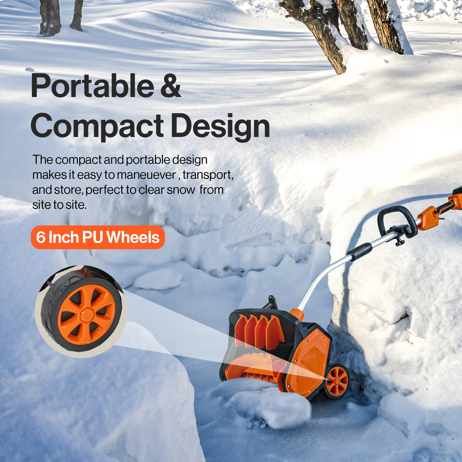 SuperHandy 48V 17-in Adjustable Angle Snow Blower 48-volt 17-in Single-stage Push Battery Powered Snow Shovel 2 Ah (Battery and Charger Included)