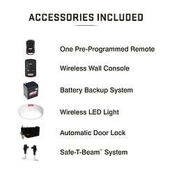 Genie Wall Mount Direct Drive Garage Door Opener Battery Back-up LED Light