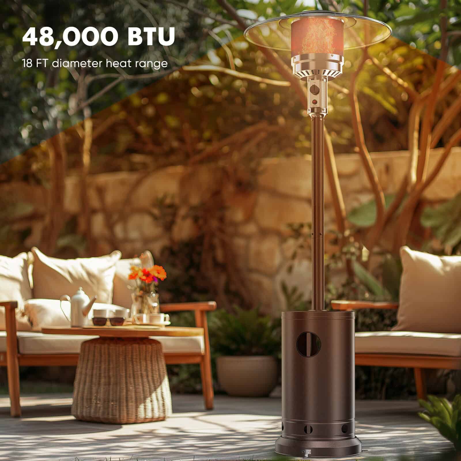 Mondawe 48000-BTU Brown Stainless Steel Floorstanding Liquid Propane Patio Heater