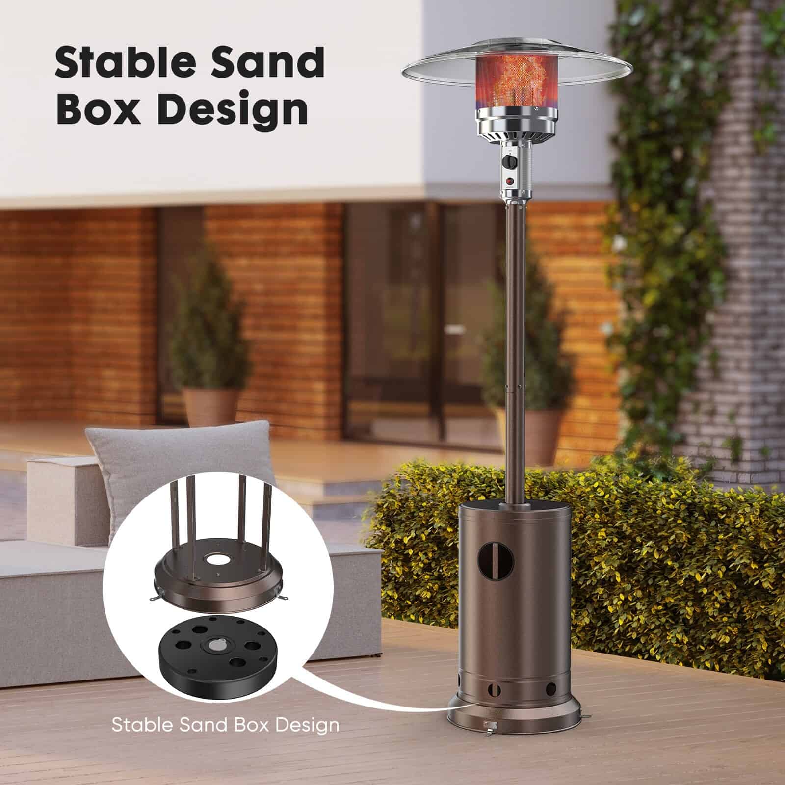 Mondawe 48000-BTU Brown Stainless Steel Floorstanding Liquid Propane Patio Heater
