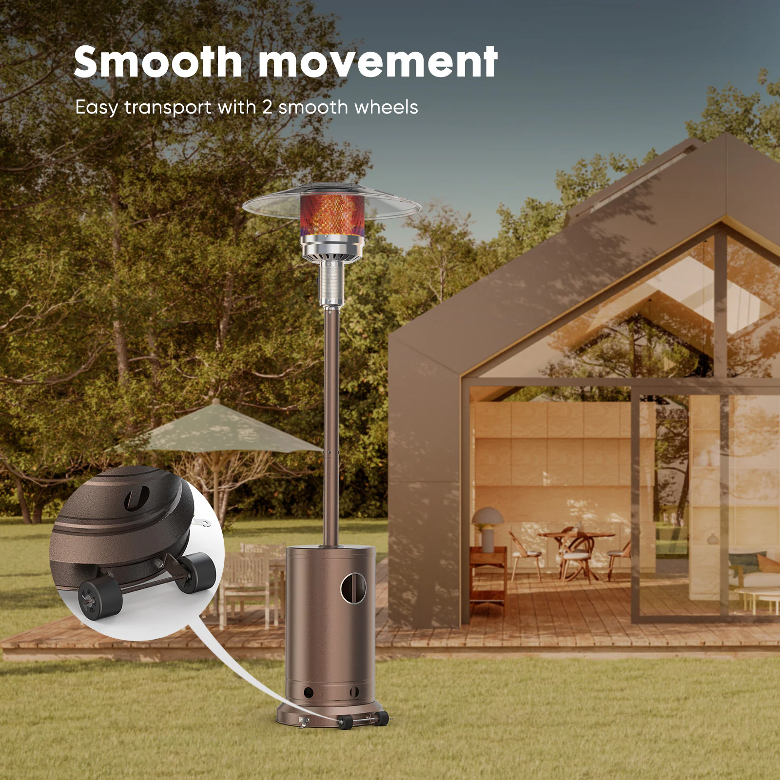 Mondawe 48000-BTU Brown Stainless Steel Floorstanding Liquid Propane Patio Heater