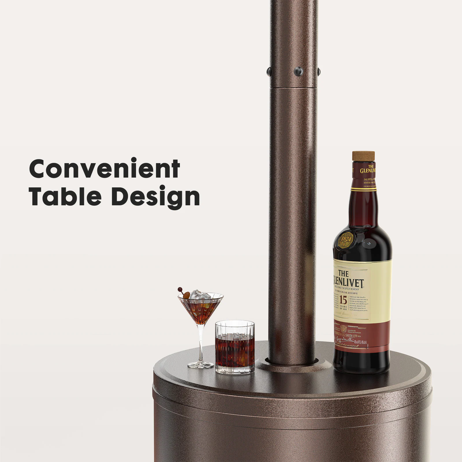 Mondawe 48000-BTU Brown Stainless Steel Floorstanding Liquid Propane Patio Heater