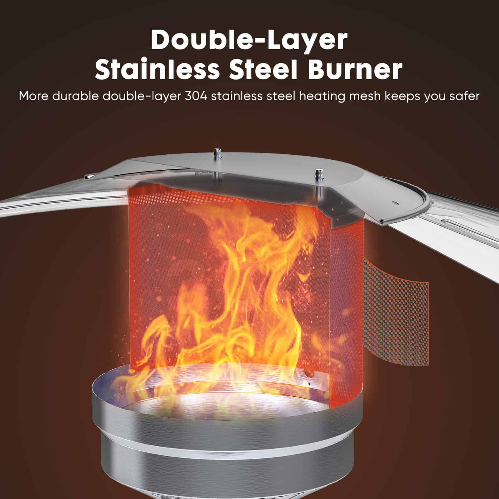 Mondawe 48000-BTU Brown Stainless Steel Floorstanding Liquid Propane Patio Heater