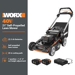 WORX Nitro Power Share Dual Blade 40-volt 21-in Cordless Self-propelled Lawn Mower 5 Ah (2-Batteries and Charger Included)