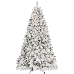 AAZJ 7.5-ft Pencil Flocked White Artificial Christmas Tree