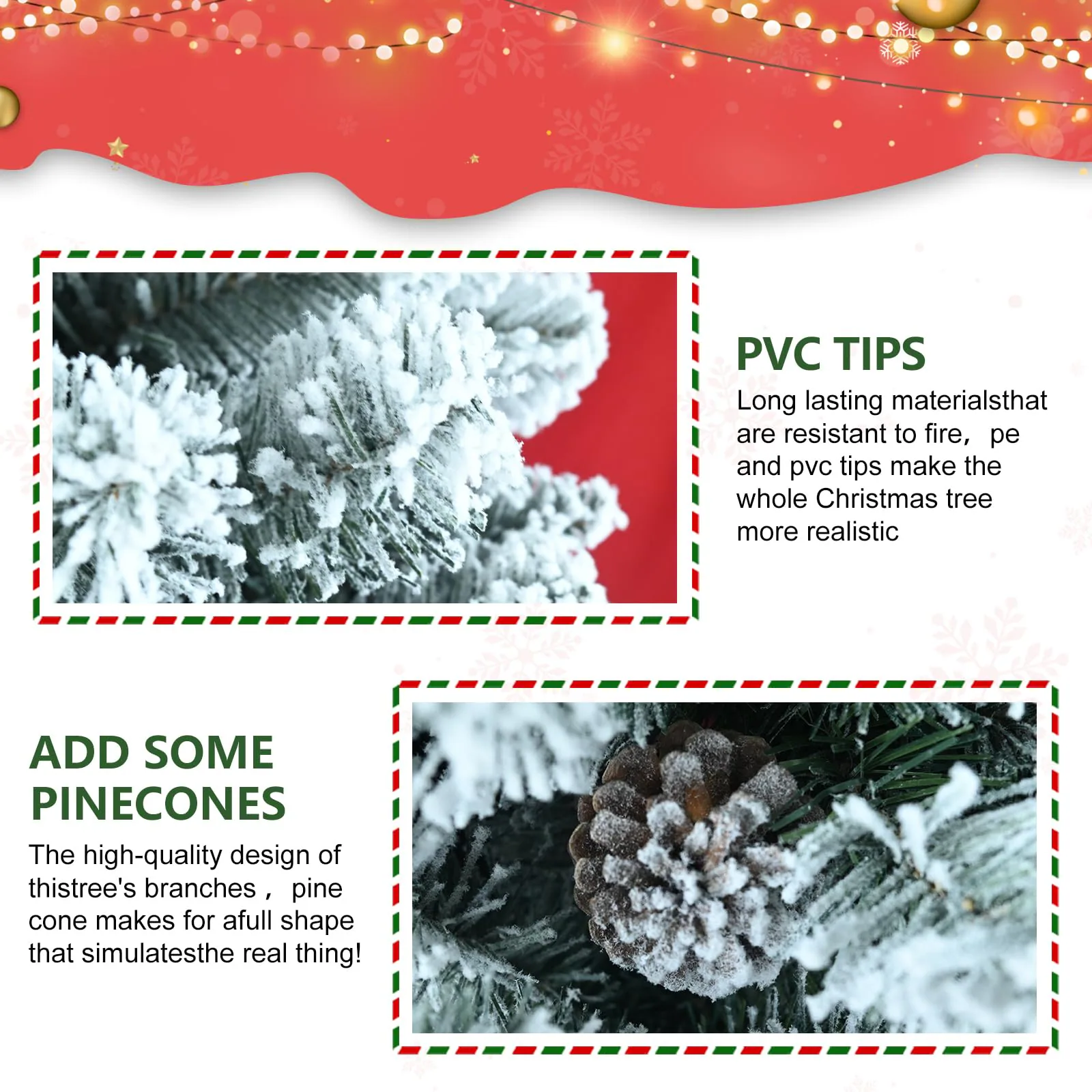 AAZJ 7.5-ft Pencil Flocked White Artificial Christmas Tree