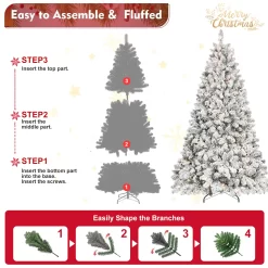 AAZJ 7.5-ft Pencil Flocked White Artificial Christmas Tree