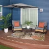 Style Selections Kenwood 3-Piece Wicker Patio Conversation Set with Gray Cushions