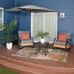 Style Selections Kenwood 3-Piece Wicker Patio Conversation Set with Gray Cushions