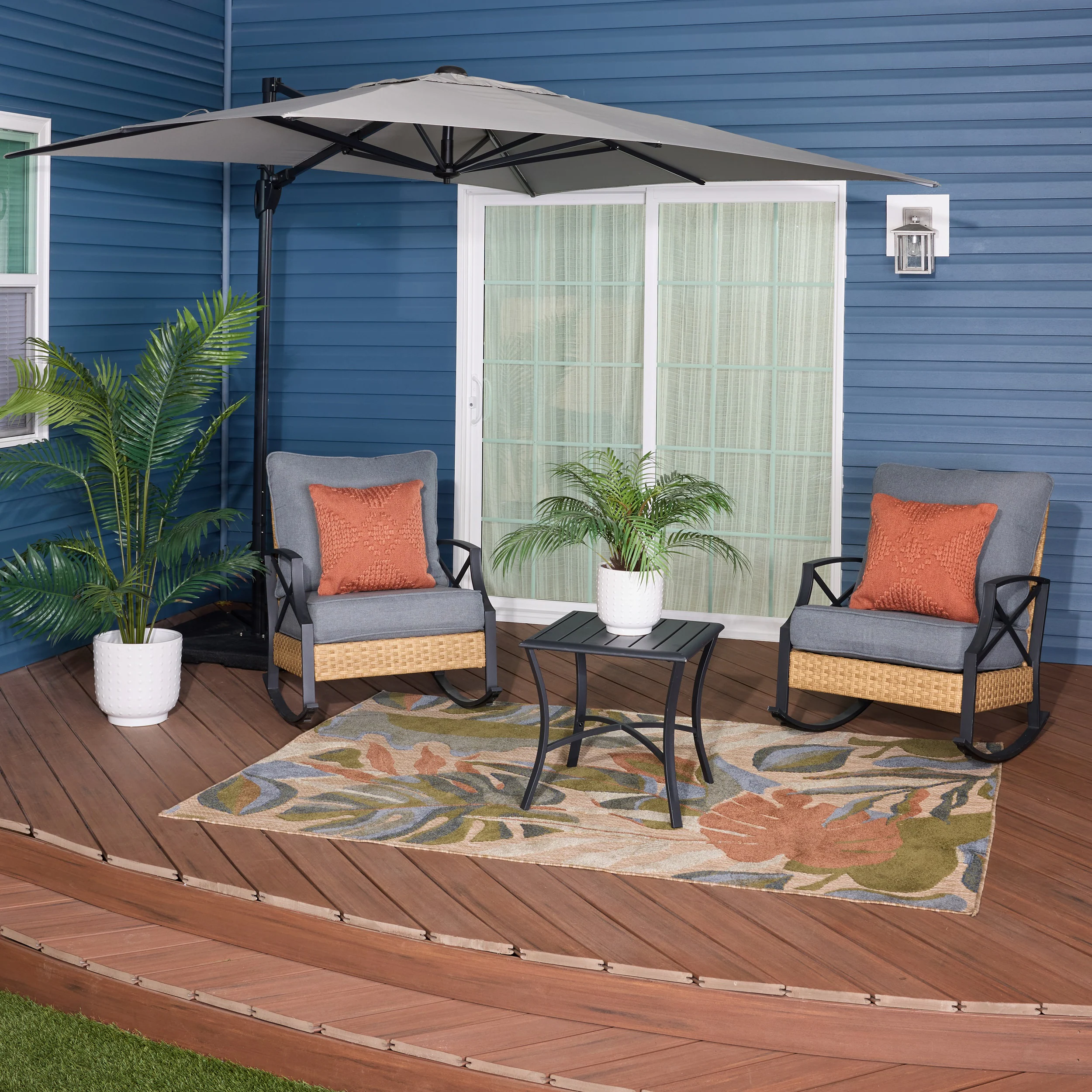 Style Selections Kenwood 3-Piece Wicker Patio Conversation Set with Gray Cushions