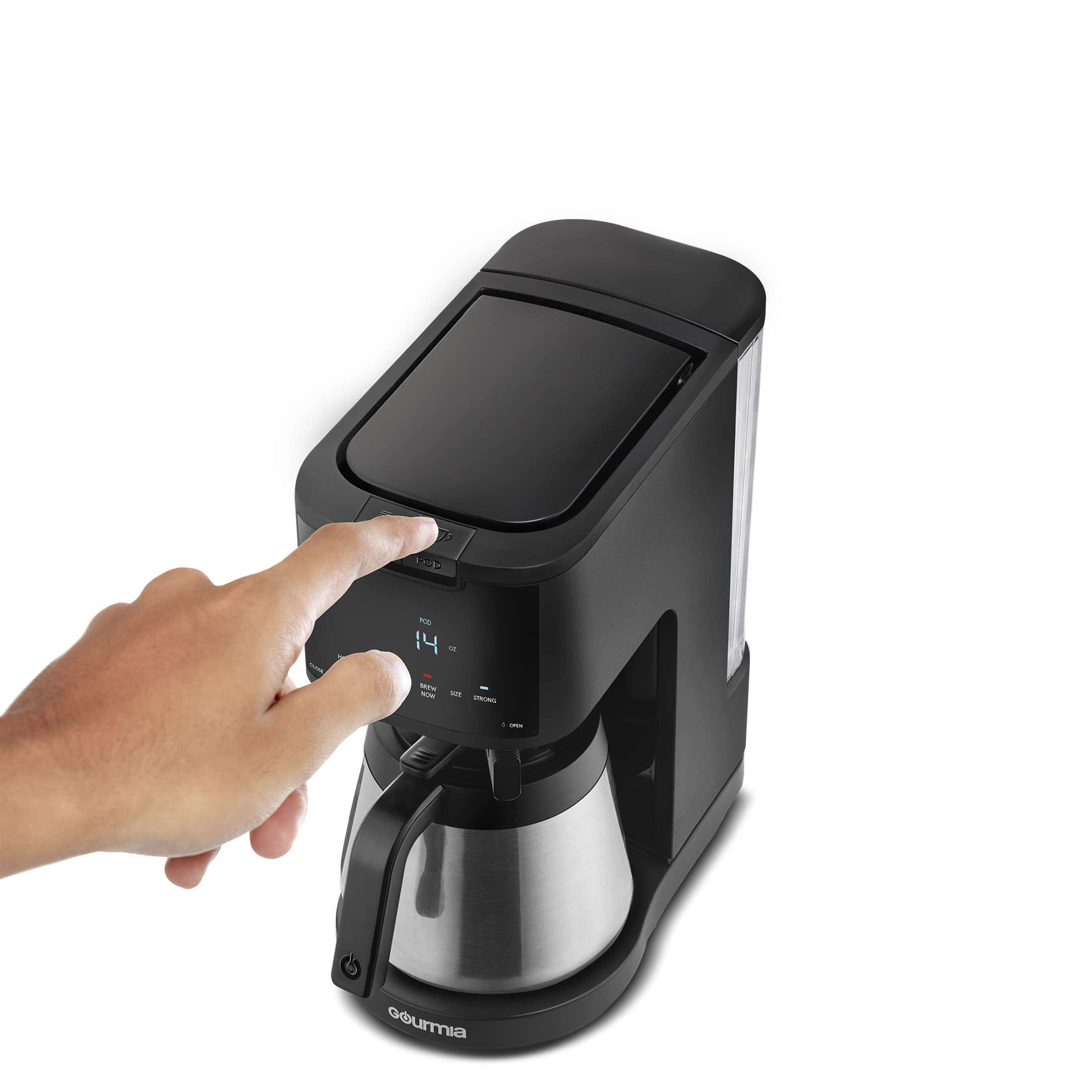 New Gourmia Single Serve + 12 Cup Drip Coffee Maker, Thermal Carafe