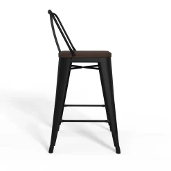Simpli Home - Rayne Metal and Wood Counter Height Stool (Set of 4) - Black