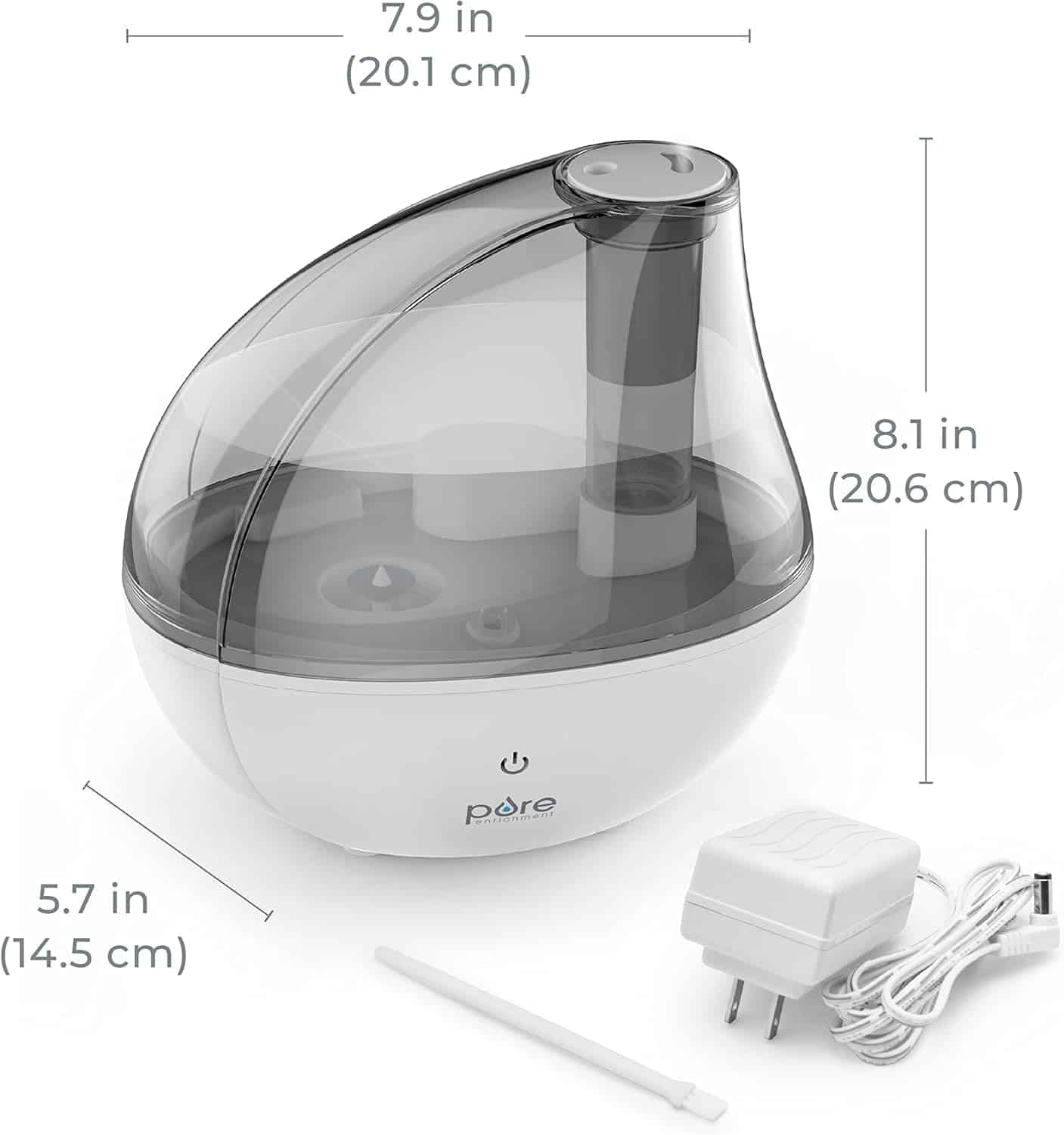 Pure Enrichment MistAire Silver Ultrasonic Cool Mist Humidifier for Bedroom, Office, Nursery & Indoor Plants