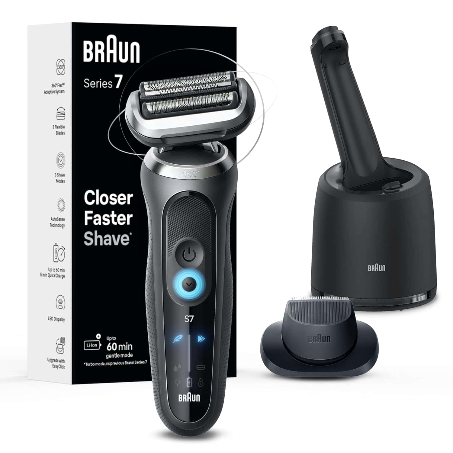 Braun Series 7 Wet/Dry Electric Shaver with Smart Center - Grey