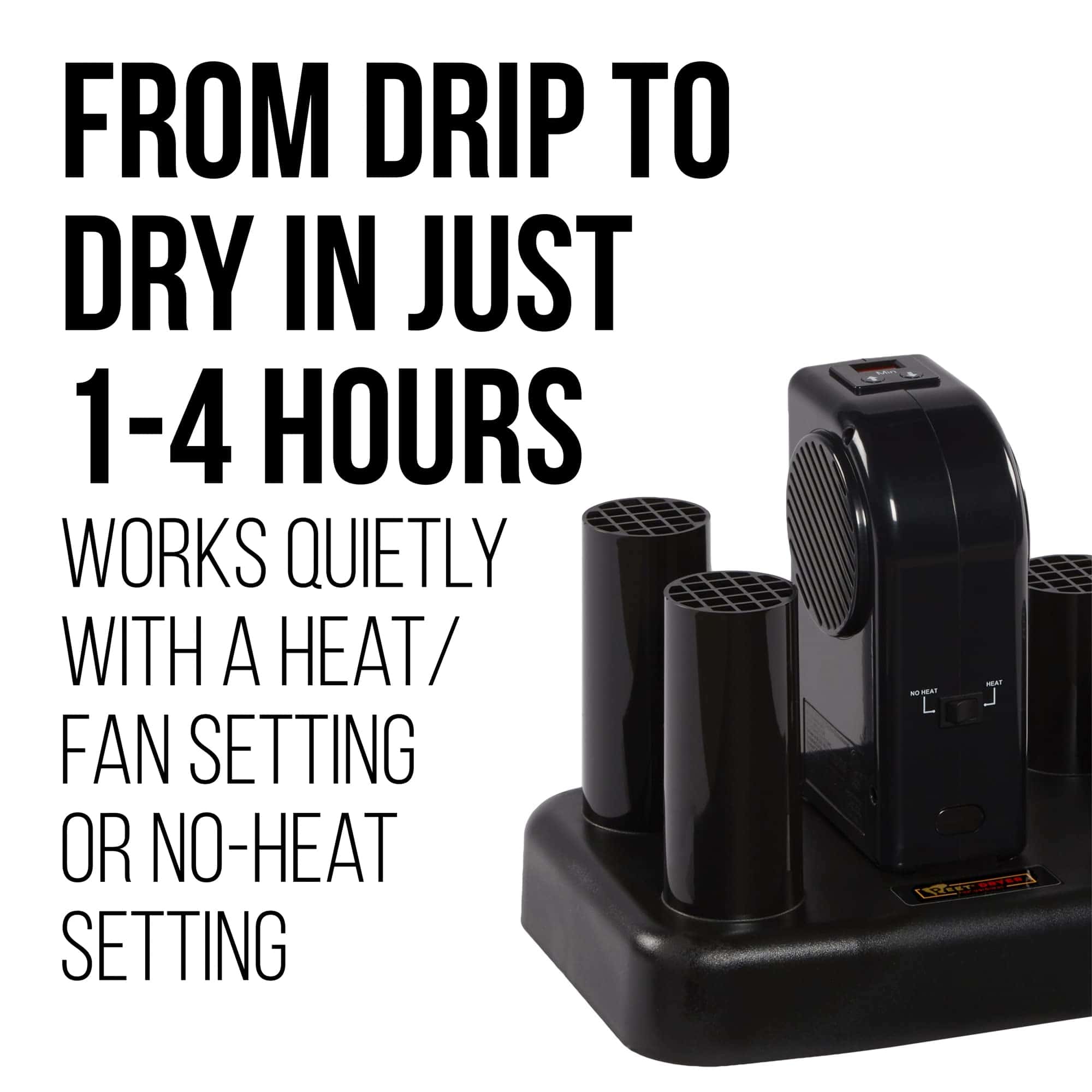 PEET Advantage Plus 4-Shoe Electric Shoe and Boot Dryer with Fan & Heat Settings, Made in the USA, Black