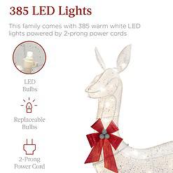 Best Choice Products 3-Piece Large Lighted Christmas Deer Family Set 6.5ft Outdoor Yard Decoration - White