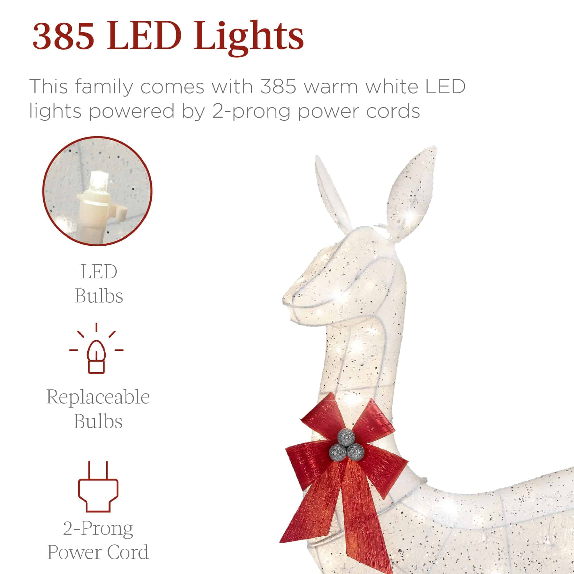Best Choice Products 3-Piece Large Lighted Christmas Deer Family Set 6.5ft Outdoor Yard Decoration - White