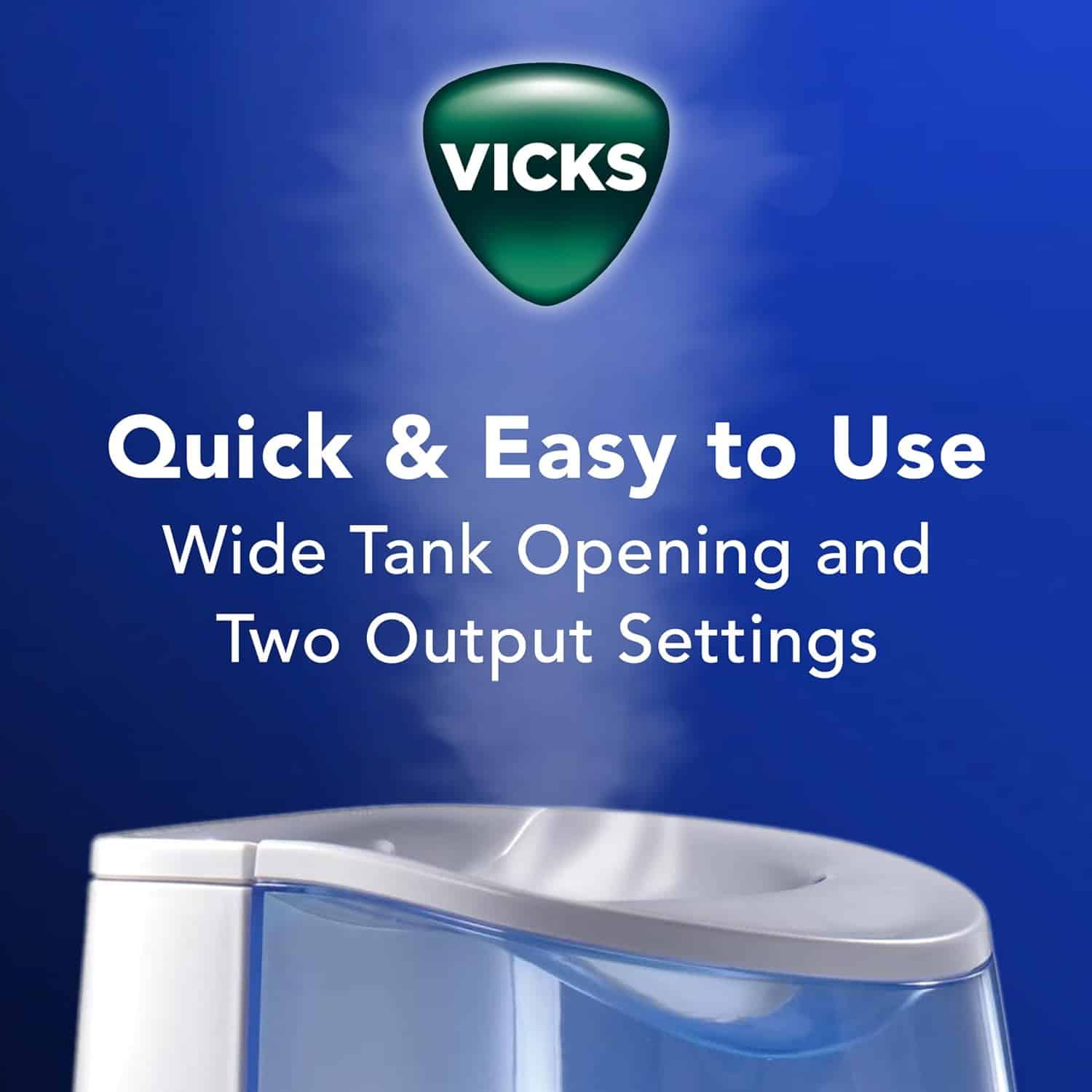 Vicks Warm Mist Humidifier - Air Humidifier for Bedroom, Home & Large Room, Baby, Kids and Adults Soothing Steam Vaporizer