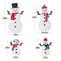 Best Choice Products 4ft 4-Piece 2D Lighted Christmas Snowman Family Set, Large Outdoor Yard Decor Holiday Decoration w/ 160 Twinkling LED Lights
