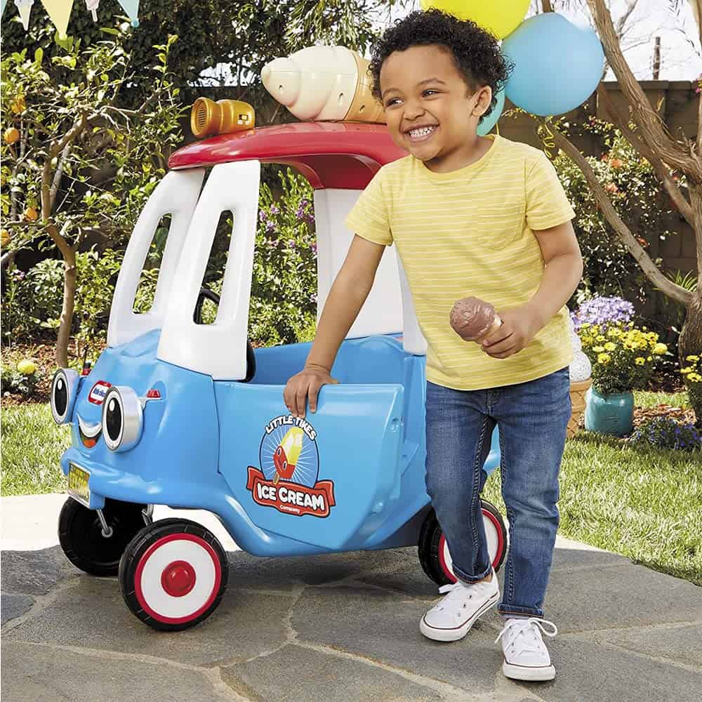 Little Tikes Cozy Ice Cream Truck, Coupe Ride On Car, Kid and Parent Powered, Truck Music, Including Accessories