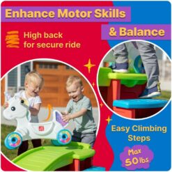 Step2 Unicorn Up & Down Roller Coaster Kids Ride On Toy, Push Car, Indoor/Outdoor Playset, Made of Durable Plastic, Multicolor